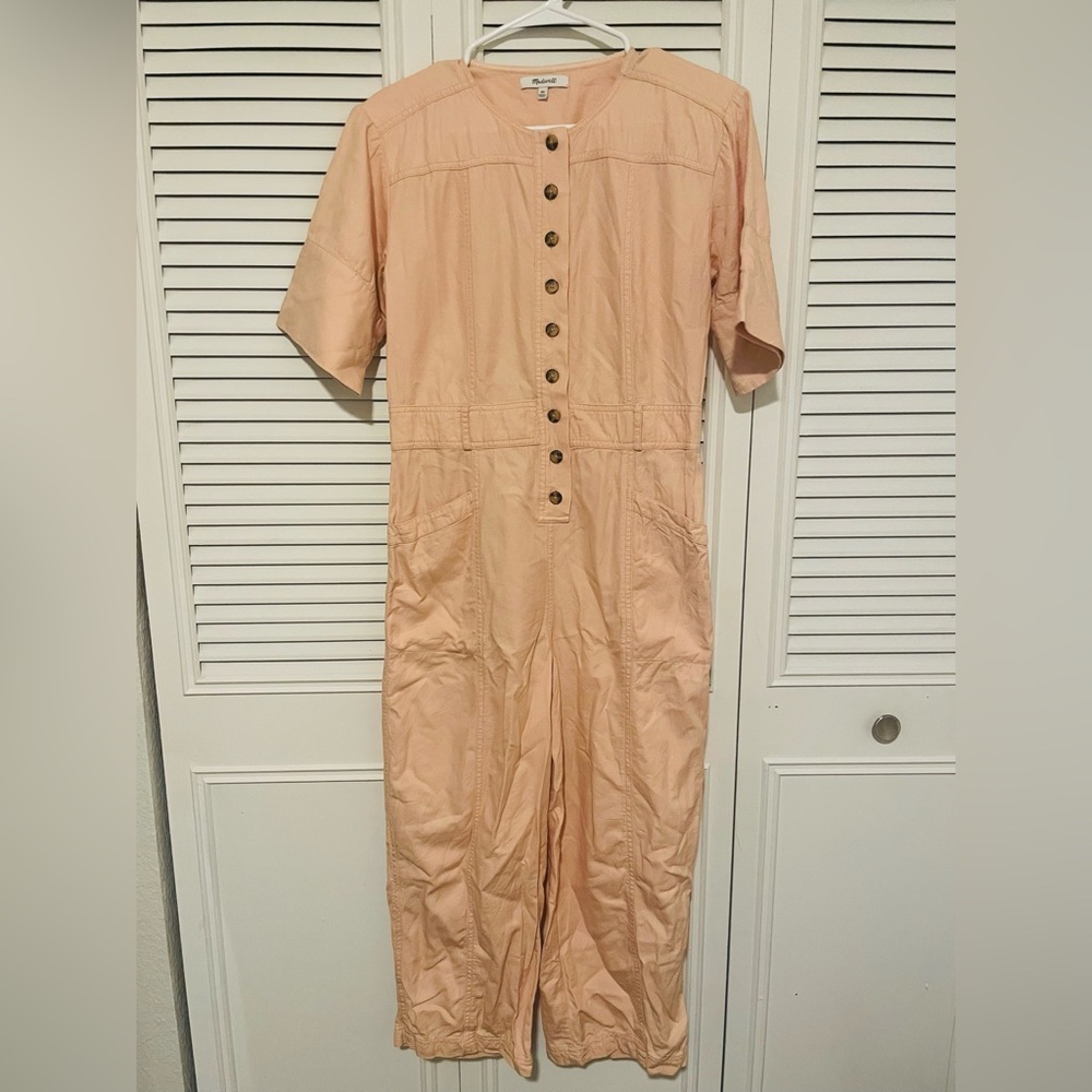 Madewell Garment-Dyed Short-Sleeve Coverall Jumpsuit